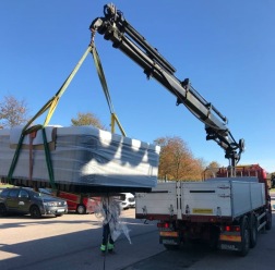 Westerbergsbad från Badlagret på väg till kund Westerbergsbad från Badlagret på väg till kund