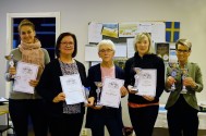 Glada ägare till vinnande katter i respektive kategori. Fr. v. Daniela Schöner, Annika Liljebrand, Kerstin Wallin, Linn Larsson och Ingegerd Blomqvist.