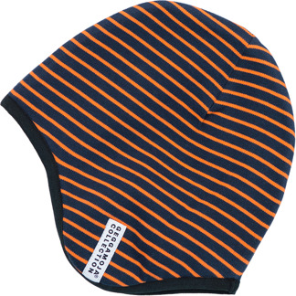 HJälmmössa marinblå/orange - stl 38 0-2 mån