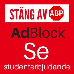 AdBlock behövs stängas av för att höra eller se alla studenterbjudanden
