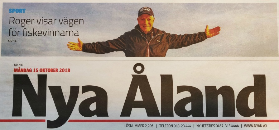 De tre senaste åren har Roger Nordlund guidat vinnaren i Gäddfighten finalen. Bilden är ifrån tidningen Nya Ålands framsida.
