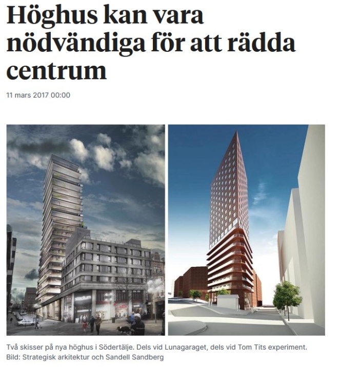 Länk till Sten Karlssons insändare i LT redan 2017 om behovet av fler bostäder i centrum.