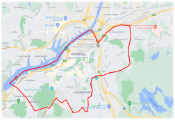 Zon 1: Centrala Göteborg - klicka på kartan för förstorning
