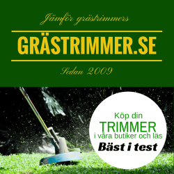 Grästrimmer in action med reklam till Grästrimmer.se