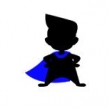 Tygkasse superlärare - Naturvit kasse med figuren med blå cape