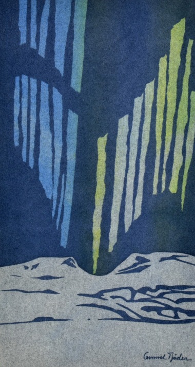 Polardance hand printed on wool Polardance hand printed on wool