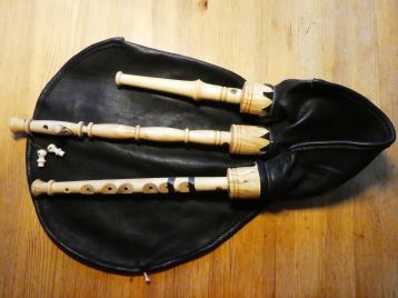 Sackpipa in F with selected birch with moose skin in the bag and carbon fiber reeds.