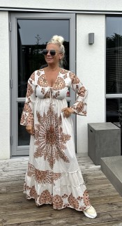 IBME MAXI DRESS WHITE/ TAUPE