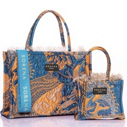 A SORENA BIG TOTE BAG ORANGE/BLUE LIMITED EDITION