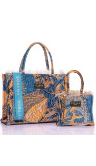 A SORENA BIG TOTE BAG ORANGE/BLUE LIMITED EDITION