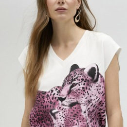 A LOLA CASADEMUNT ROSA LEOPARD T-SHIRT