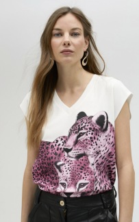 A LOLA CASADEMUNT ROSA LEOPARD T-SHIRT