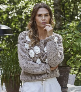 A COSTA MANI ALBI KNIT CARDIGAN - TAN FLOWER