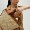 A LOLA CASADEMUNT BAG Palm leaf tote bag COGNAC