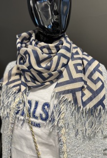 IMAGE BY ME SCARF BLÅ/ VIT/ GULD