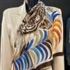 IMAGE BY ME SCARF BEIGE/BLÅ/ ORANGE