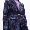A LOLA CASADEMUNT ROYAL BLUE FIITED ANIMAL PRINT BLAZER