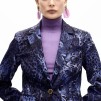 A LOLA CASADEMUNT ROYAL BLUE FIITED ANIMAL PRINT BLAZER