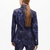 A LOLA CASADEMUNT ROYAL BLUE FIITED ANIMAL PRINT BLAZER