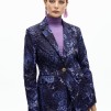 A LOLA CASADEMUNT ROYAL BLUE FIITED ANIMAL PRINT BLAZER