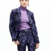 A LOLA CASADEMUNT ROYAL BLUE FIITED ANIMAL PRINT BLAZER