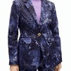 A LOLA CASADEMUNT ROYAL BLUE FIITED ANIMAL PRINT BLAZER