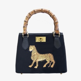A ORIGIA SICILIA Velvet Bamboo Bag Black