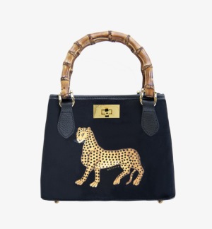 A ORIGIA SICILIA Velvet Bamboo Bag Black