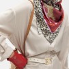 A LOLA CASADEMUNT LEO BEIGE/BURGUNDY SCARF