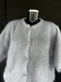 A PREMIUM MOHAIR LIGHT GREY CARDIGAN