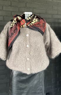 A PREMIUM MOHAIR TAUPE CARDIGAN
