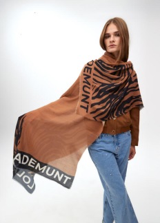 A LOLA CASADEMUNT SCARF ZEBRA CAMEL/ BLACK