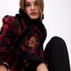 A LOLA CASADEMUNT Reversible Tartan and Faux Fur Scarf
