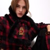 A LOLA CASADEMUNT Reversible Tartan and Faux Fur Scarf