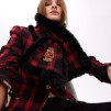A LOLA CASADEMUNT Reversible Tartan and Faux Fur Scarf