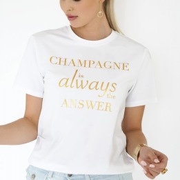 A BLOND HOUR - CHAMPAGNE T-SHIRT - WHITE/GOLD