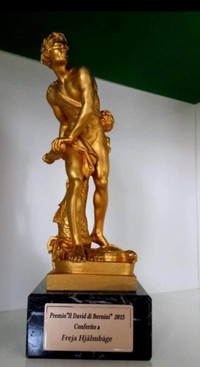 The International Award "DAVID - statyette" in ROME, Italy 2015 to Freja Enjoy Hjälmbåge. The International Award "DAVID - statyette" in ROME, Italy 2015 to Freja Enjoy Hjälmbåge.