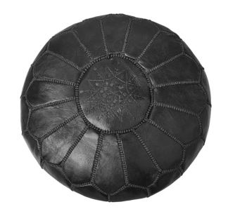 Marockansk sittpuff - Marockansk sittpuff svart med svarta sömmar