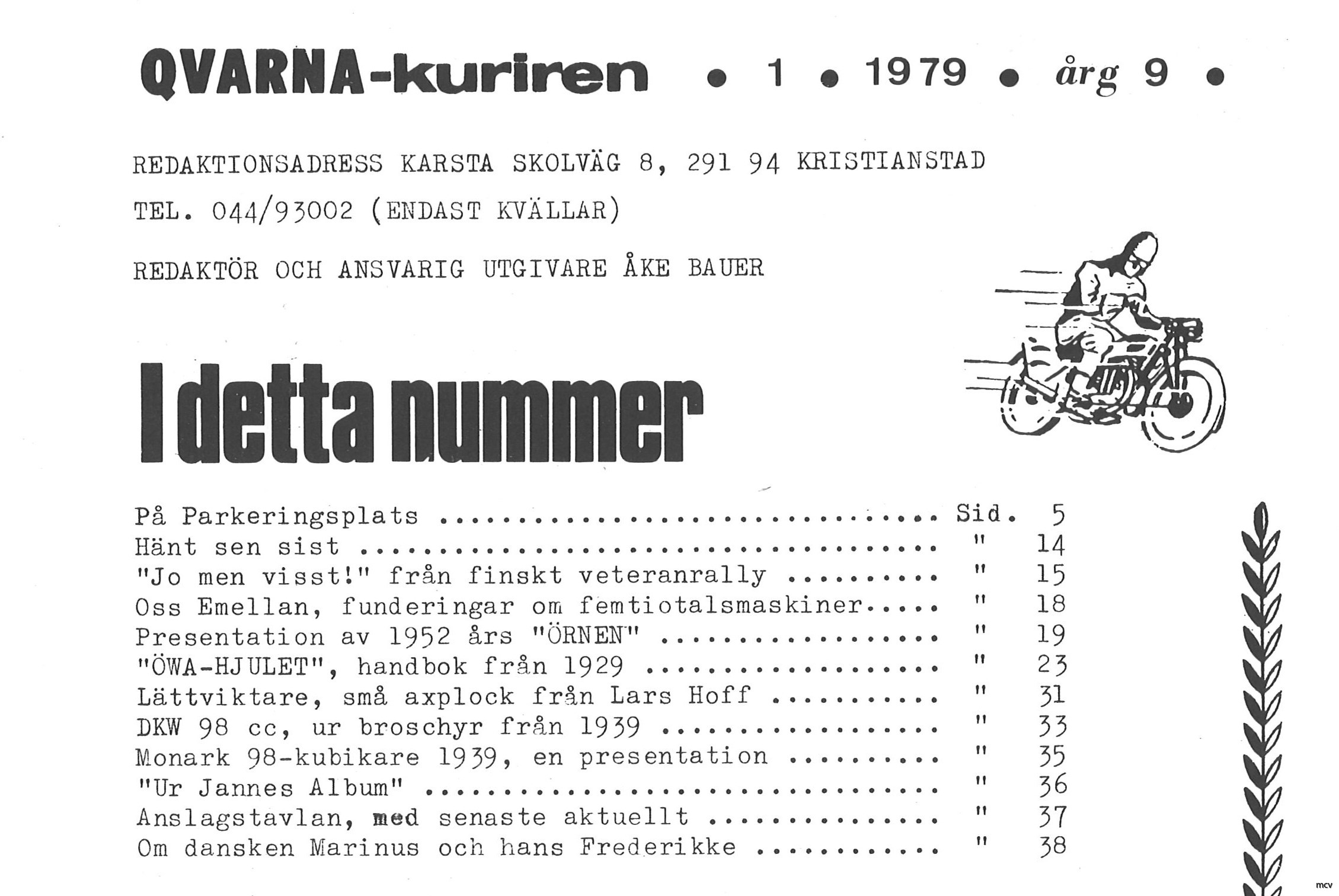 Innehållsförteckning nr 1-1979 Innehållsförteckning nr 1-1979