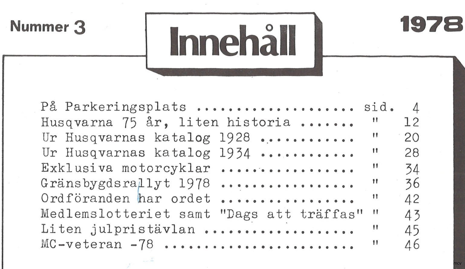 Innehållsförteckning nr 3-1978 Innehållsförteckning nr 3-1978