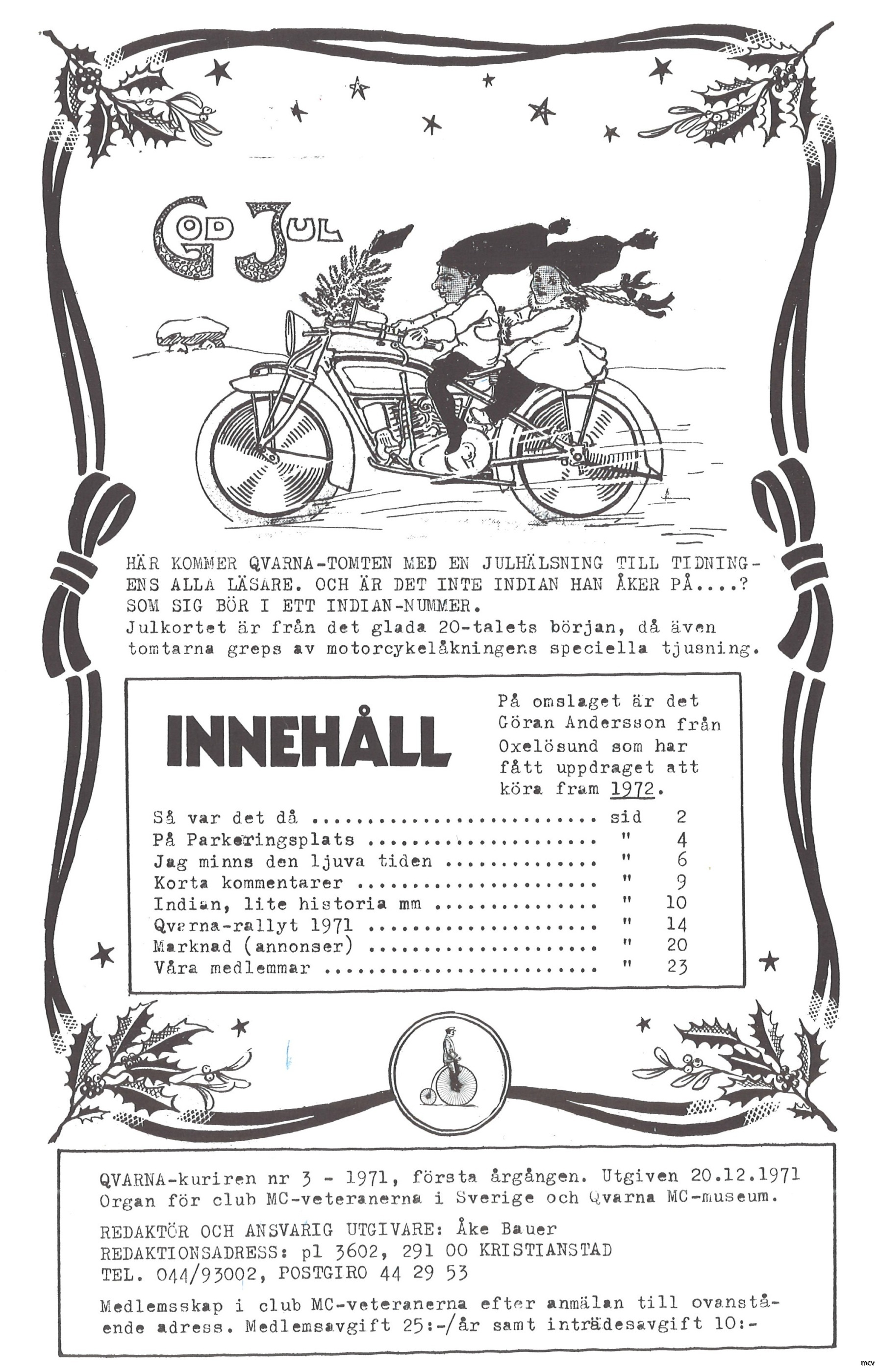 Innehållsförteckning nr 3-1971 Innehållsförteckning nr 3-1971