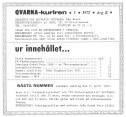 Innehållsförteckning nr 1-1972 QVARNA-kuriren 1972