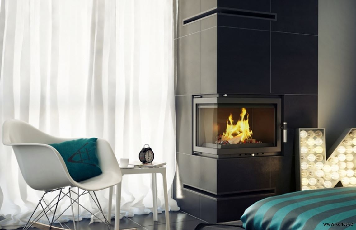 Insatskamin maja effekt 12kw av gjutjärn med hÃger sidoglas utan ...