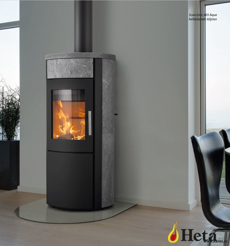 Vattenmantlad braskamin HETA Scan-Line 805 AQUA 2-10 kW komplett ...