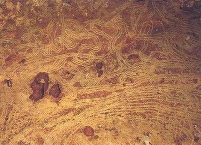 Grottmålning tolkat som norrsken. Bild från NASA