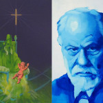 Innocent X, jesus child & Sigmung Freud. acrylic on panel. 30x40cm. 2010