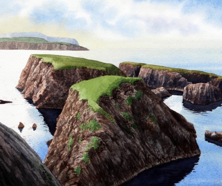 St. Ninian's isle. Akvarell, Philip Nicholson