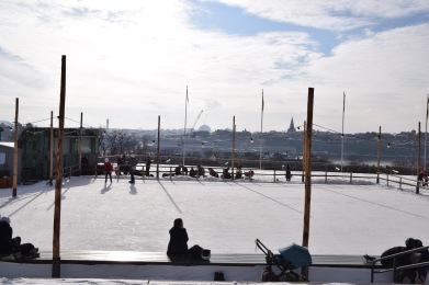 Mobile ice rink 20x20 m in Skansen, Stockholm.