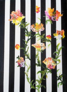 Galler i rosa flykt 42x56 cm på syrafritt papper. (1500sek)