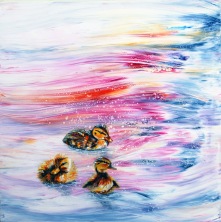 Andungar i glass 60x60 cm (såld)